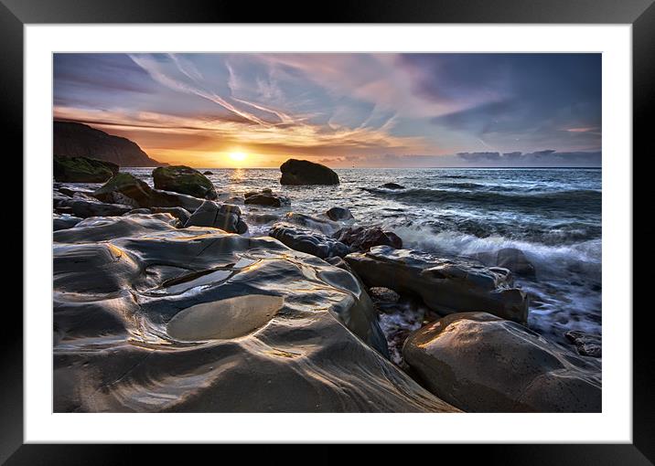 Waves of stone Framed Mounted Print by mark leader