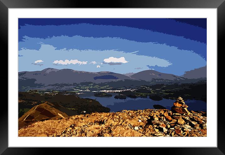 Catbells Summit Framed Mounted Print by Mark Pritchard