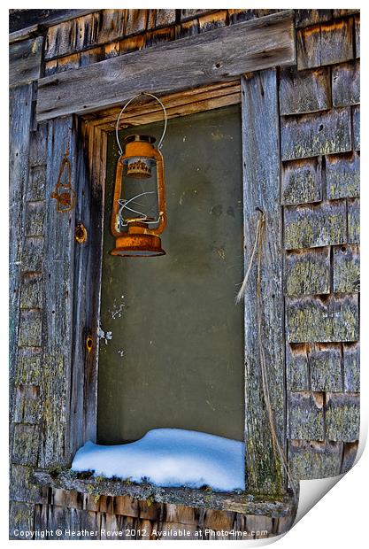 Rusty Lamp and a Snowy Ledge Print by Heather Rowe