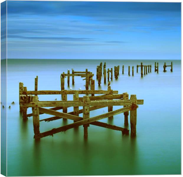 Old Swanage Pier Canvas Print by mark leader