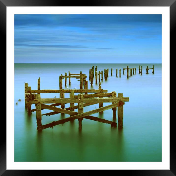 Old Swanage Pier Framed Mounted Print by mark leader