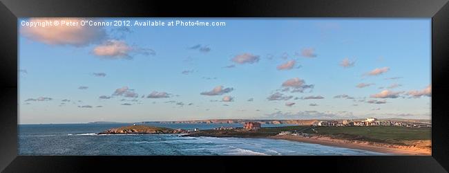 Newquay Cornwall Coastline Panorama Framed Print by Canvas Landscape Peter O'Connor