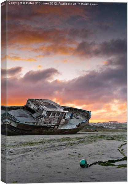Fishing Boat Shipwrecked At Dawn Canvas Print by Canvas Landscape Peter O'Connor