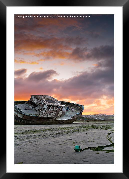 Fishing Boat Shipwrecked At Dawn Framed Mounted Print by Canvas Landscape Peter O'Connor