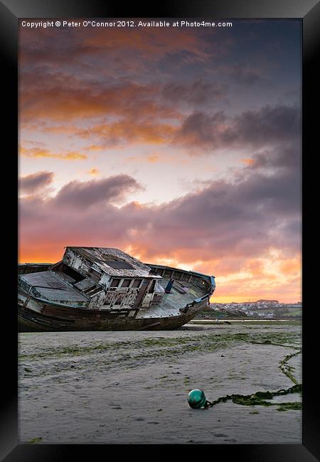 Fishing Boat Shipwrecked At Dawn Framed Print by Canvas Landscape Peter O'Connor