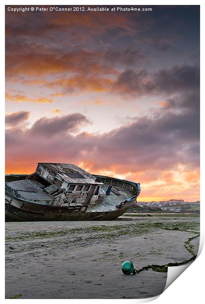 Fishing Boat Shipwrecked At Dawn Print by Canvas Landscape Peter O'Connor
