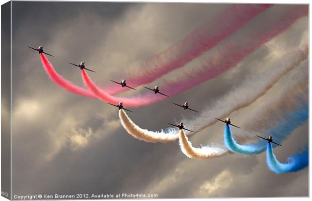 Red Arrows smoke trails Canvas Print by Oxon Images