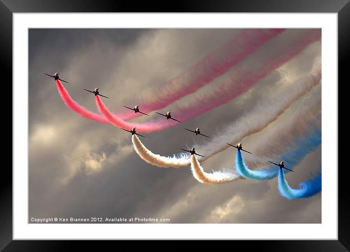 Red Arrows smoke trails Framed Mounted Print by Oxon Images