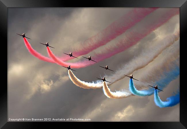 Red Arrows smoke trails Framed Print by Oxon Images
