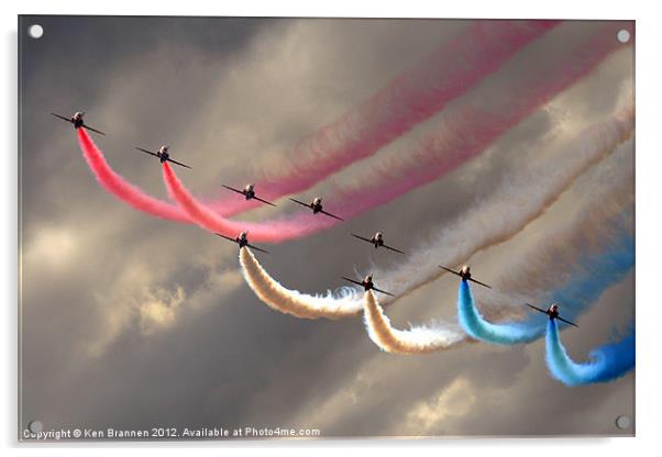 Red Arrows smoke trails Acrylic by Oxon Images
