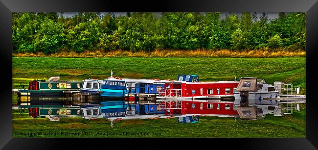 Barge Reflection Framed Print by Valerie Paterson