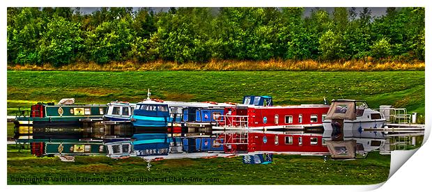 Barge Reflection Print by Valerie Paterson