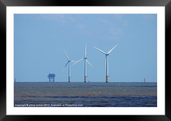 Turbines Out At Sea Framed Mounted Print by philip milner
