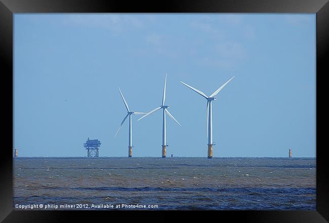 Turbines Out At Sea Framed Print by philip milner