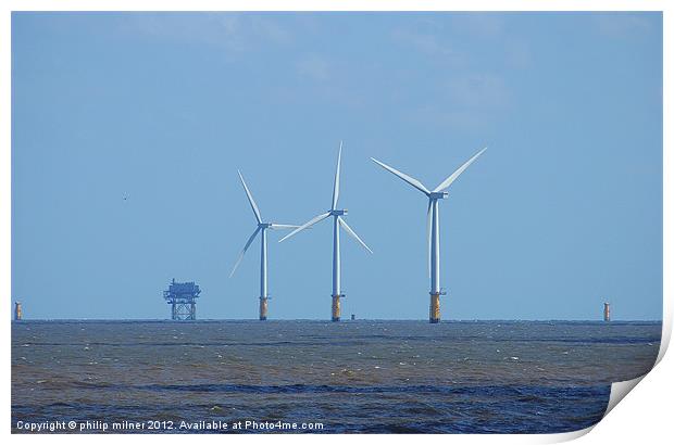 Turbines Out At Sea Print by philip milner