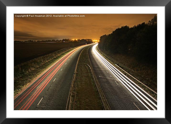 Motorway light trails Framed Mounted Print by P H