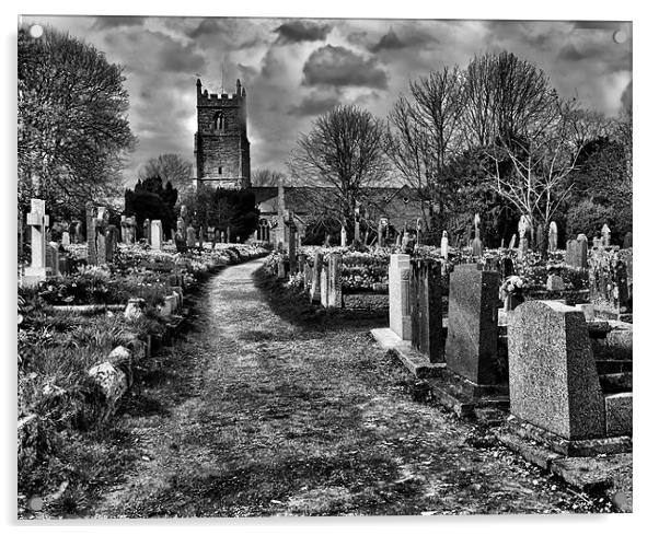 Church Graveyard Acrylic by Ian Cocklin