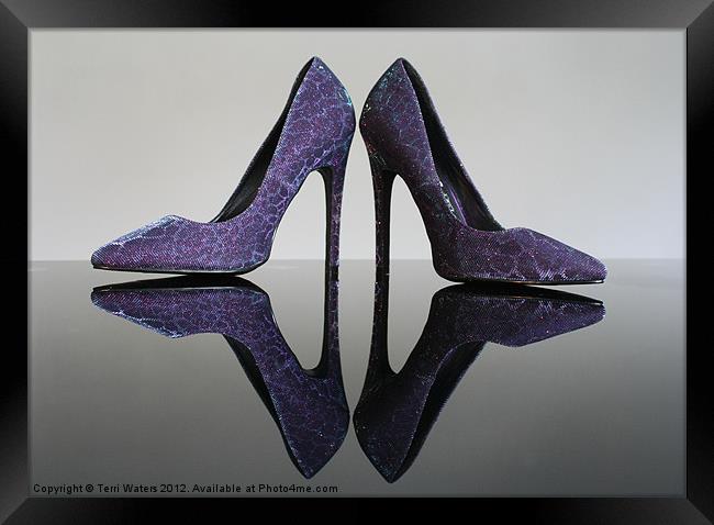 Purple Sparkly Shoes Framed Print by Terri Waters
