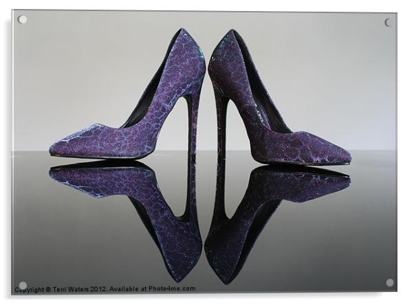 Purple Sparkly Shoes Acrylic by Terri Waters