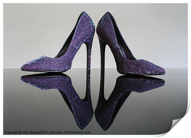 Purple Sparkly Shoes Print by Terri Waters