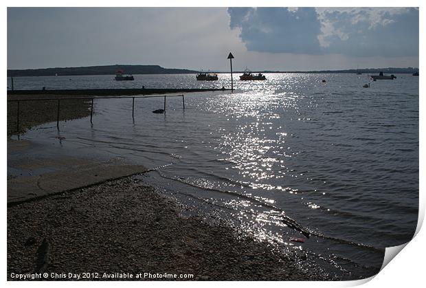 Christchurch Harbour viewed from Mudeford Print by Chris Day