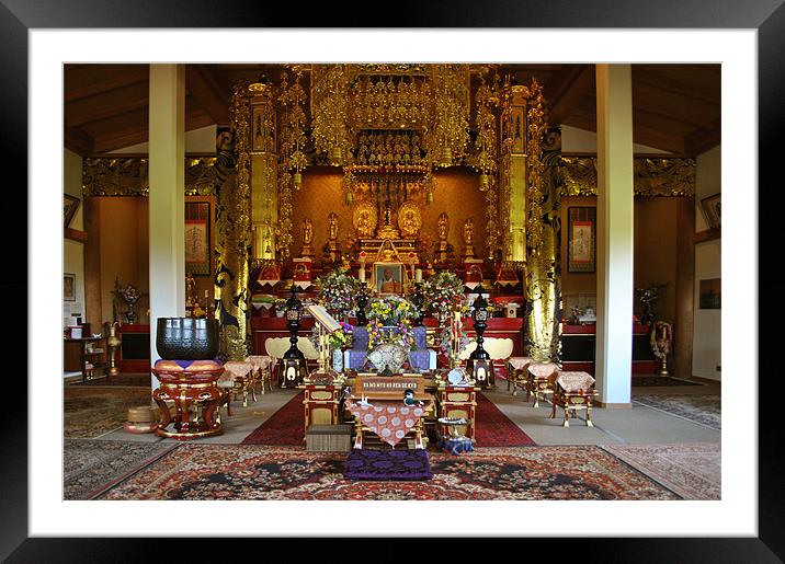 Nipponzan Myohoji Temple Interior Framed Mounted Print by graham young