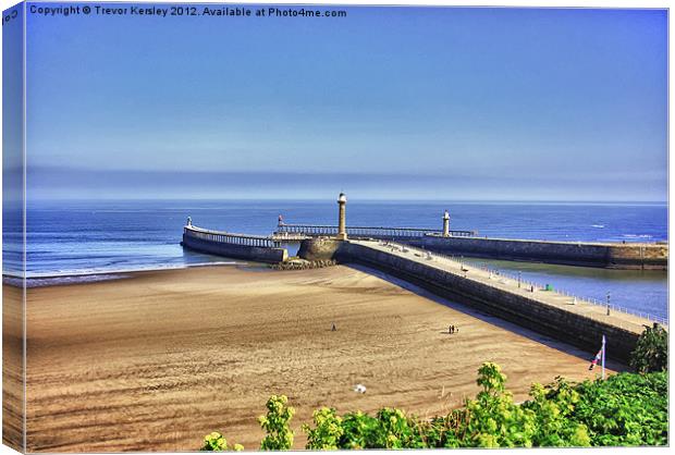 Whitby Harbour View Canvas Print by Trevor Kersley RIP