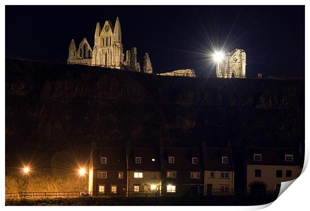 Whitby Abbey at Night Print by Scott Simpson