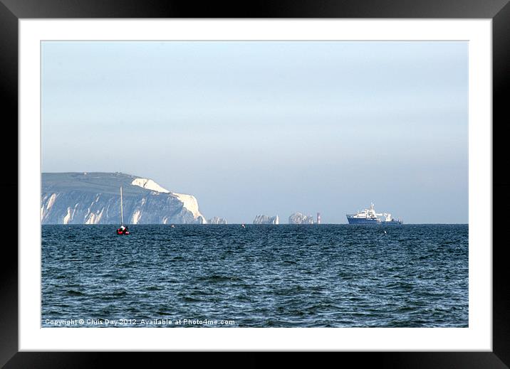 Needles on the Isle of Wight viewed from Mudeford Framed Mounted Print by Chris Day