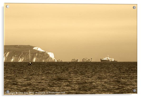 Needles on the Isle of Wight viewed from Mudeford Acrylic by Chris Day