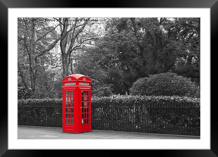 Thurloe Place Phonebox Framed Mounted Print by John Basford