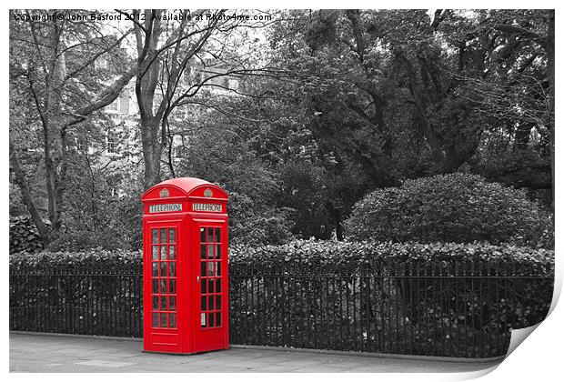 Thurloe Place Phonebox Print by John Basford