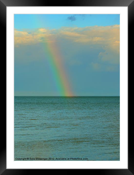 Rainbow at sea Framed Mounted Print by Sara Messenger