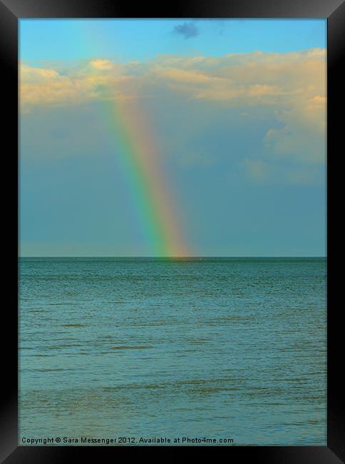 Rainbow at sea Framed Print by Sara Messenger