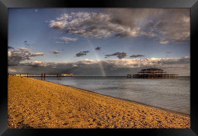 Rainbow over Brighton Pier Framed Print by Dean Messenger