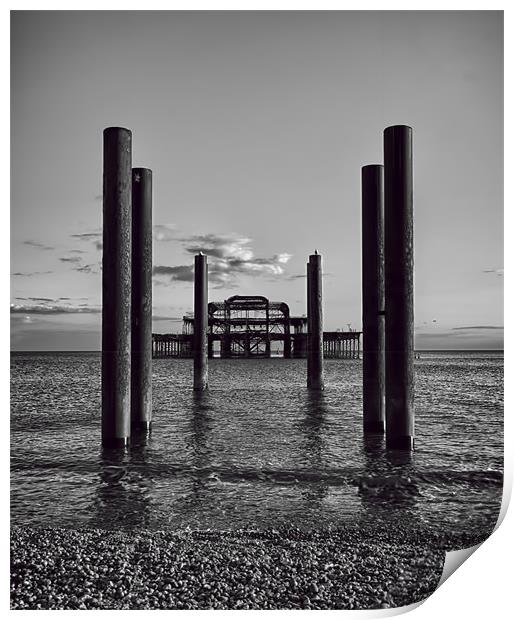 Old Pier Black and White Print by Dean Messenger
