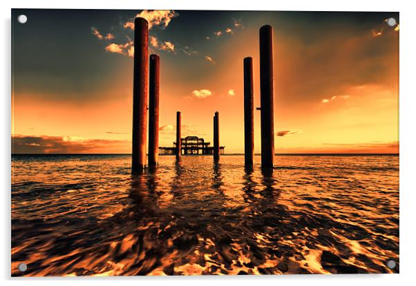 sunset across brighton pier Acrylic by Dean Messenger