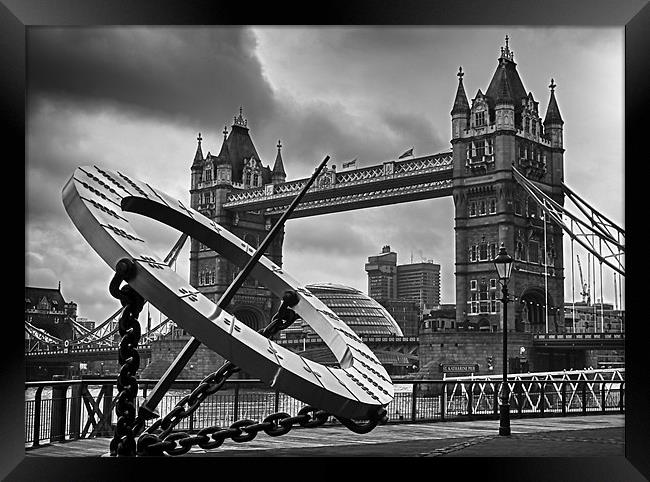 Tower Bridge and Sundial Framed Print by Dean Messenger