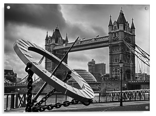 Tower Bridge and Sundial Acrylic by Dean Messenger
