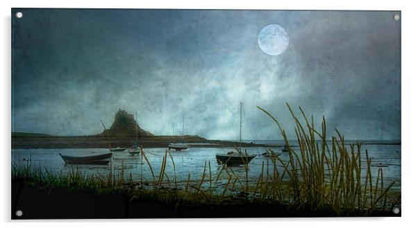 LIndisfarne Moon Acrylic by Brian Tarr