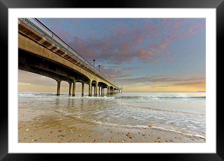 Boscombe Pier at Sunset Framed Mounted Print by Jennie Franklin