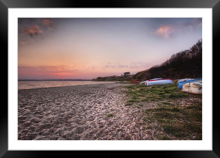 Hamworthy Beach at Sunset Framed Mounted Print by Jennie Franklin