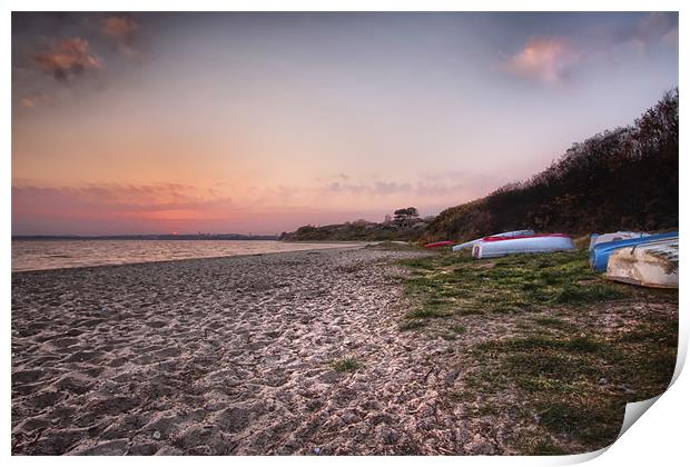 Hamworthy Beach at Sunset Print by Jennie Franklin