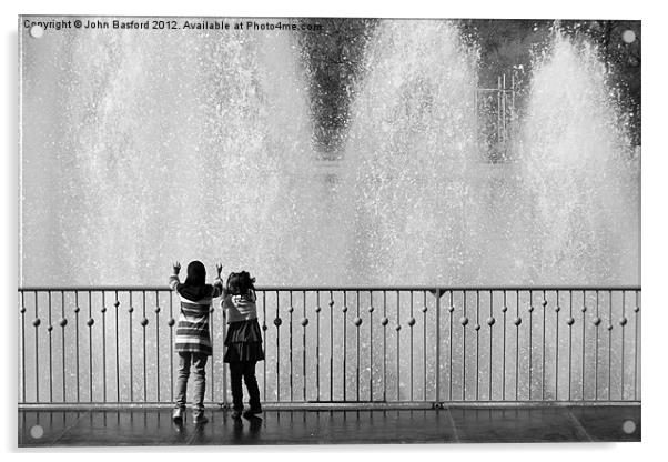 Battersea Park Fountains Acrylic by John Basford