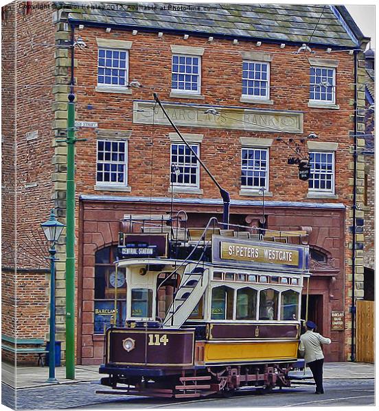 At The Tram Stop Canvas Print by Trevor Kersley RIP