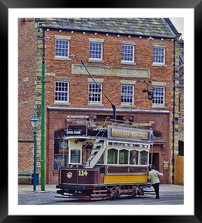 At The Tram Stop Framed Mounted Print by Trevor Kersley RIP