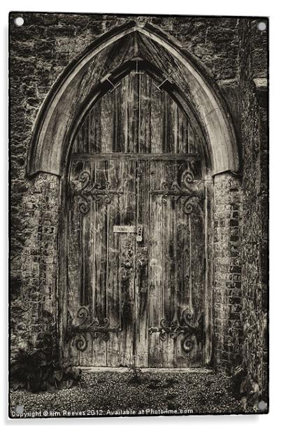 mediëval church door Acrylic by kim Reeves