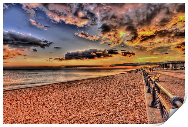 Sunset along the beach Print by Dean Messenger