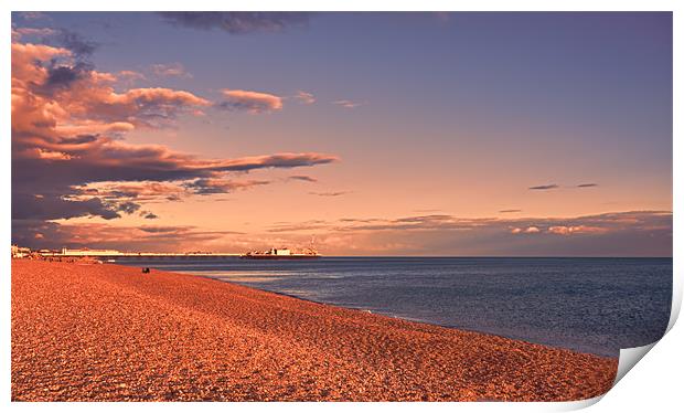 Sunset over Brighton Pier Print by Dean Messenger