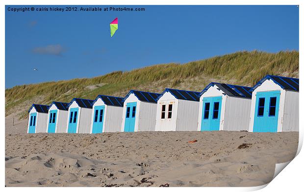 Beach huts Print by cairis hickey